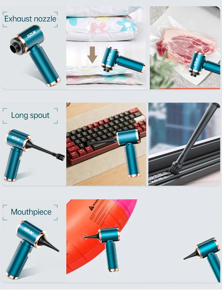 SZUK Mini Blower Car Vacuum Cleaner Powerful Cordless Cleaner Strong Suction Portable Car Vacuum Cleaner Turbo Fan Air Blower