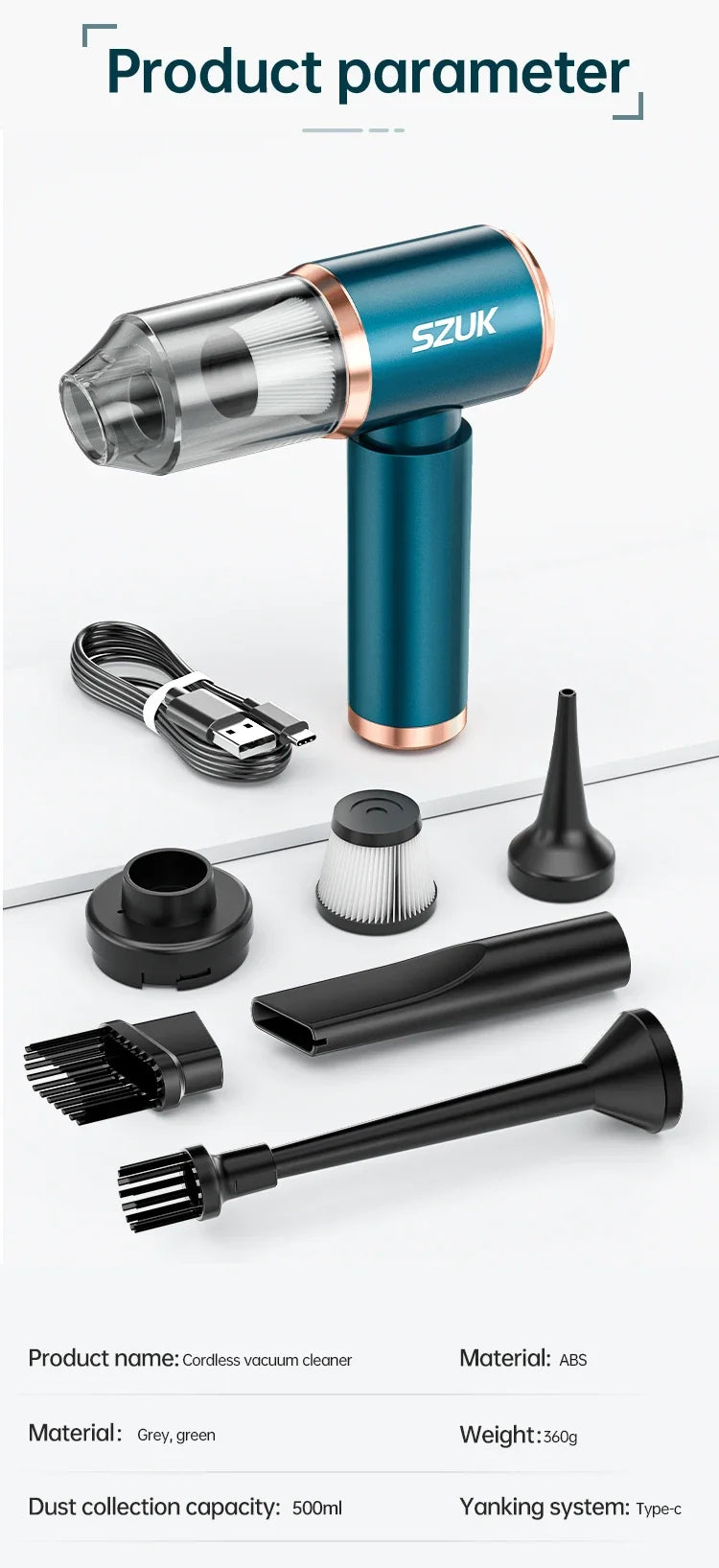 SZUK Mini Blower Car Vacuum Cleaner Powerful Cordless Cleaner Strong Suction Portable Car Vacuum Cleaner Turbo Fan Air Blower